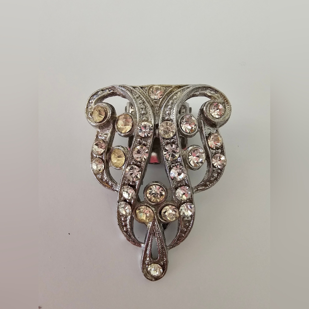 Vintage Art Deco Style Rhinestone Dress Clip